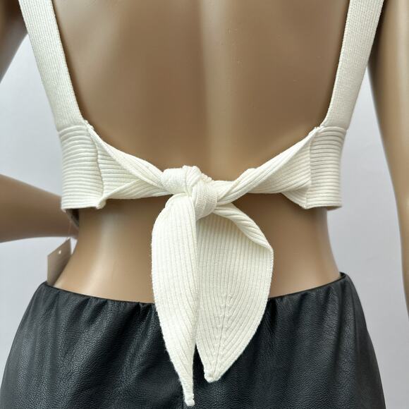 NWT Endless Rose Miley Back Tie Elevated Knit Bralette White Women's Size Large - Picture 9 of 16